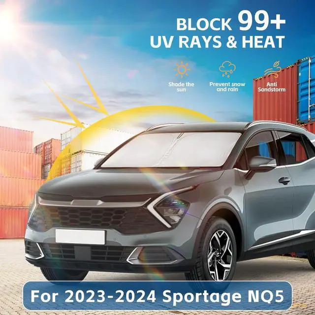Alt view image 2 of 6 - Windshield Sun Shade for Kia Sportage NQ5 2023 2024 2025 Accessories 4-Layer 240T Front Window Shade Custom Fit Sportage NQ5 Sun Visor Foldable Shade Blocks UV Rays
