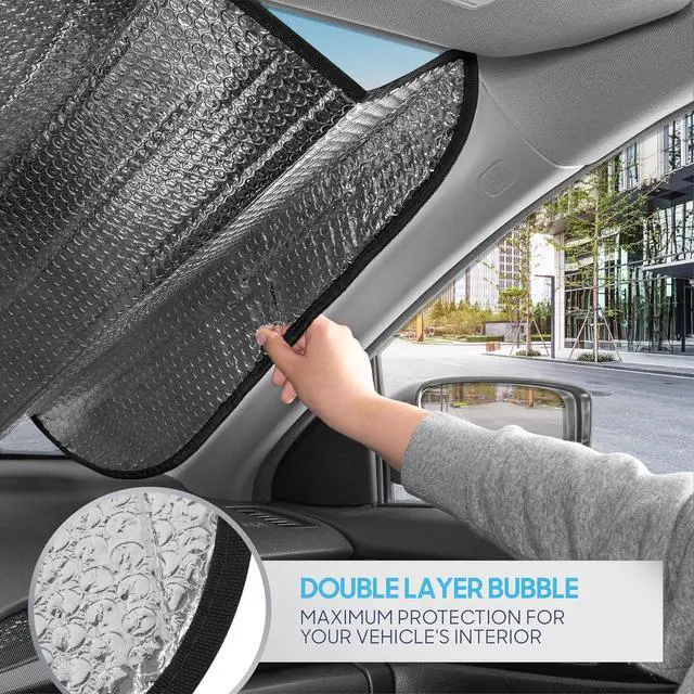 Alt view image 3 of 7 - BDK Pink Butterfly Front Windshield Sunshade Accordion Folding Style Auto Shade for Cars Trucks SUVs Vans Blocks UV Rays Sun Visor Protector Easy Setup Keeps Your Vehicle Cool 58" x 27"