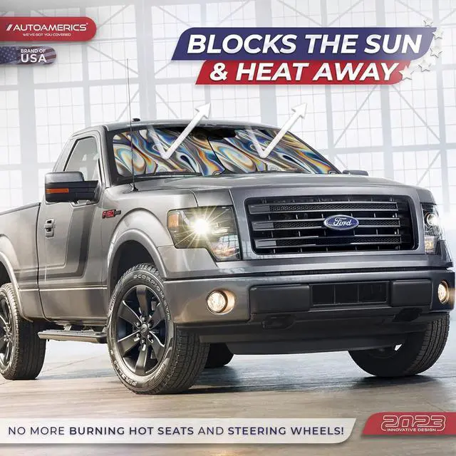 Alt view image 7 of 7 - Autoamerics 2-Piece Windshield Sun Shade - Chrome Liquid Foldable Car Front Window Sunshade for Most Cars SUV Truck Heat Blocker Visor Protector Blocks Max UV Rays and Keeps Your Vehicle Cool - Small