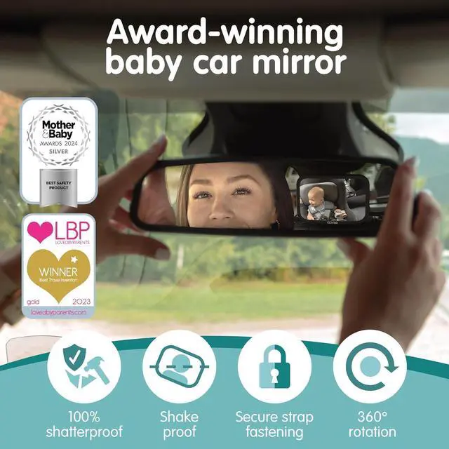 Alt view image 3 of 7 - Onco Baby Car Mirror & Car Window Shades Bundle (18.9 × 12) - UPF 50+ Window Shade, 100% Shatter-Proof Car Mirror for Baby, Universal Shades & Mirror