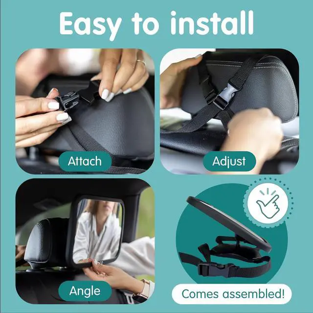 Alt view image 6 of 7 - Onco Baby Car Mirror & Car Window Shades Bundle (18.9 × 12) - UPF 50+ Window Shade, 100% Shatter-Proof Car Mirror for Baby, Universal Shades & Mirror