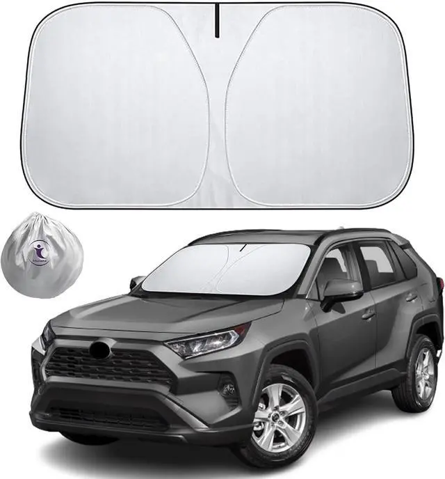 Main image of Windshield Sunshade for Toyota RAV4 2019-2025, 240T Windshield Sunshade Blocks UV & Heat Protection Car Front Window Sun Shade for Windshield, Front Windshield Sunshade Keeps Vehicle Cool