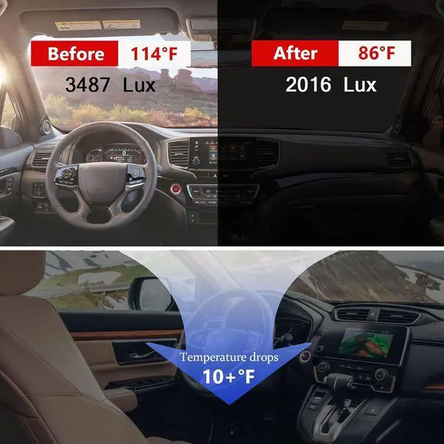 Alt view image 2 of 7 - Windshield Sunshade for Toyota RAV4 2019-2025, 240T Windshield Sunshade Blocks UV & Heat Protection Car Front Window Sun Shade for Windshield, Front Windshield Sunshade Keeps Vehicle Cool