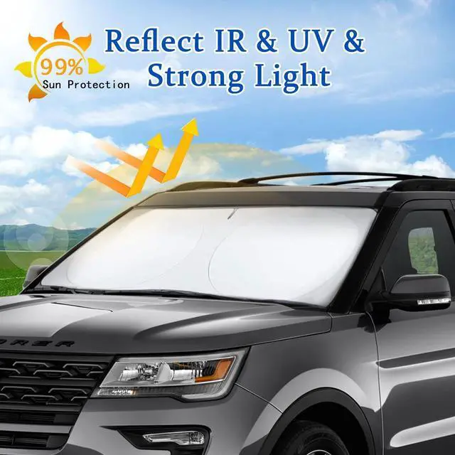 Alt view image 3 of 7 - Windshield Sunshade for Toyota RAV4 2019-2025, 240T Windshield Sunshade Blocks UV & Heat Protection Car Front Window Sun Shade for Windshield, Front Windshield Sunshade Keeps Vehicle Cool