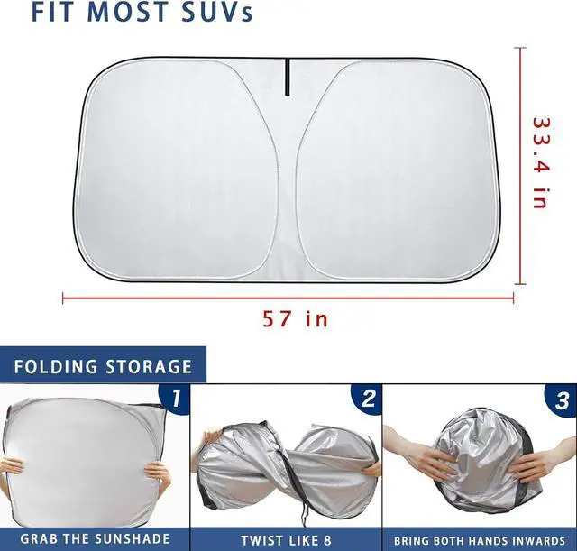 Alt view image 6 of 7 - Windshield Sunshade for Toyota RAV4 2019-2025, 240T Windshield Sunshade Blocks UV & Heat Protection Car Front Window Sun Shade for Windshield, Front Windshield Sunshade Keeps Vehicle Cool