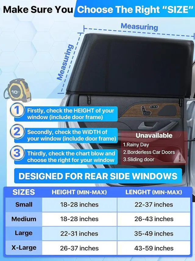 Alt view image 4 of 7 - [2025 Upgraded] Car Window Shades for Baby[Ice Crystal Cooling Layer](2 Pack) UV-Blocker Cling Sun Shade 99% UV Protection Fit SUV/Sedan/Minivan | Roll Windows Down, Privacy Safe Large