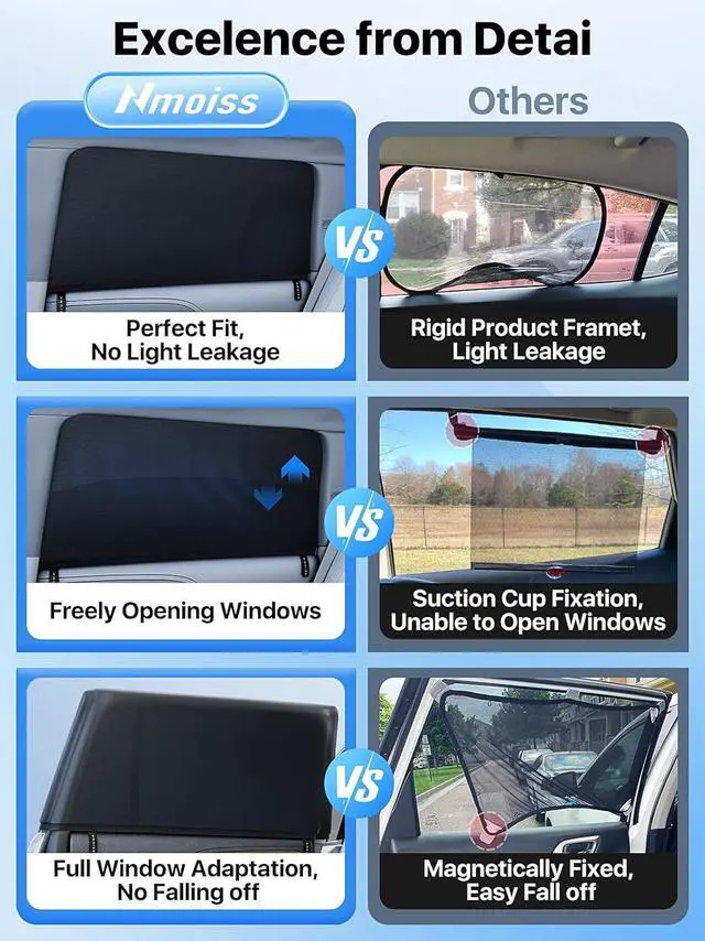 Alt view image 6 of 7 - [2025 Upgraded] Car Window Shades for Baby[Ice Crystal Cooling Layer](2 Pack) UV-Blocker Cling Sun Shade 99% UV Protection Fit SUV/Sedan/Minivan | Roll Windows Down, Privacy Safe Large