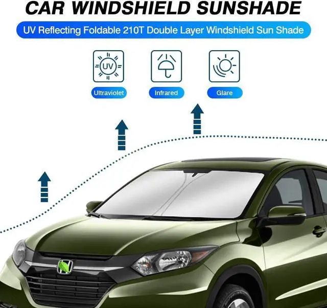 Alt view image 2 of 6 - KUST Windshield Sun Shade for Honda HR-V 2016 2017 2018 2019 2020 2021 2022 HRV Accessories Sunshades Window Sun Visors Foldable Blocks UV Rays Keep Cars Cooler