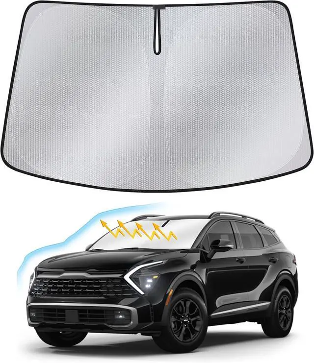 Main image of Windshield Sun Shade for Kia Sportage 2023 2024 2025  Upgraded Nano Materials Front Window Shade Cover for Sportage Accessories, Foldable Windshield Sunshade UV Rays Protector