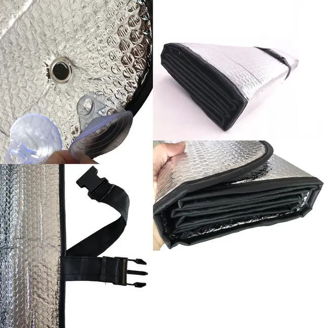 Alt view image 3 of 6 - Car Windshield Sunshade-Thicken 5-Layer Bubble Block Heat and Sun UV Rays, Front Windshield Sun Shade- Keeps Your Vehicle Cool - 58 x 27.5 Inch  (New Silver)
