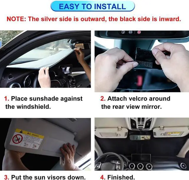 Alt view image 6 of 7 - Windshield Sun Shade for Ford F-150 2015-2025 Window Sun Visor Protector Ford F150 Lariat, King Ranch, Platinum, XL XLT Limited Raptor Accessories Foldable Sunshade Blocks UV Rays Keep Your Car Cooler