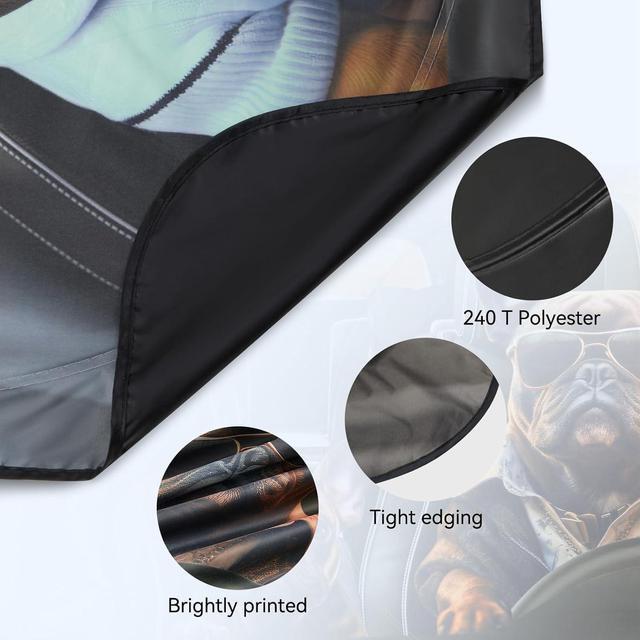 Alt view image 7 of 7 - ARANA Car Windshield Sun Shade Cute, Funny Bulldogs Family Sunshade for Front Window with UV Protection, Foldable and Retractable Sun Visor Universal Fit Sedan/SUV/Truck/Van (65"x32")