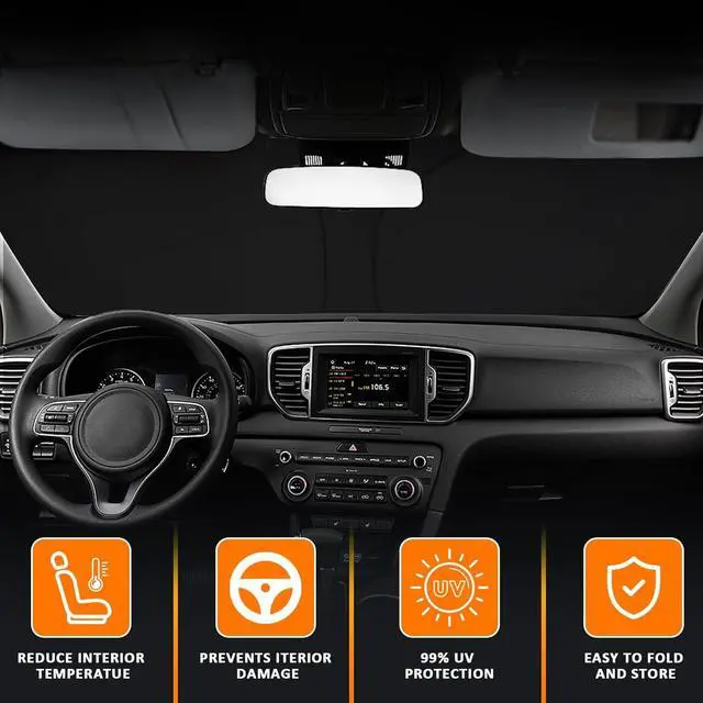 Alt view image 2 of 7 - D-Lumina Windshield Sun Shade for 2017-2022 Kia Sportage, Foldable Front Sun Visor Protector Blocks UV Rays, Kia Interior Accessories Pack & Unpack Easily
