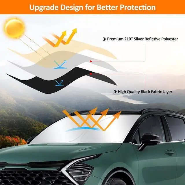 Alt view image 3 of 7 - D-Lumina Windshield Sun Shade for 2017-2022 Kia Sportage, Foldable Front Sun Visor Protector Blocks UV Rays, Kia Interior Accessories Pack & Unpack Easily