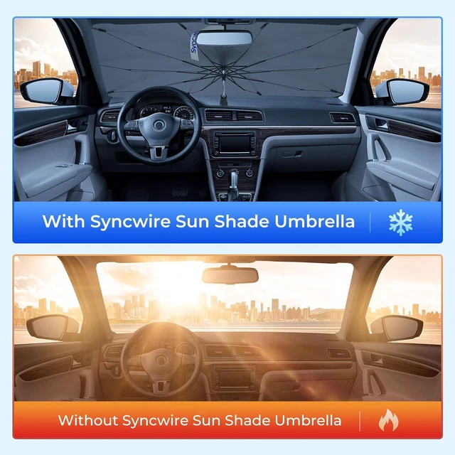 Syncwire Car Windshield Sunshade Umbrella - Enhanced Vinyl Coating for ...