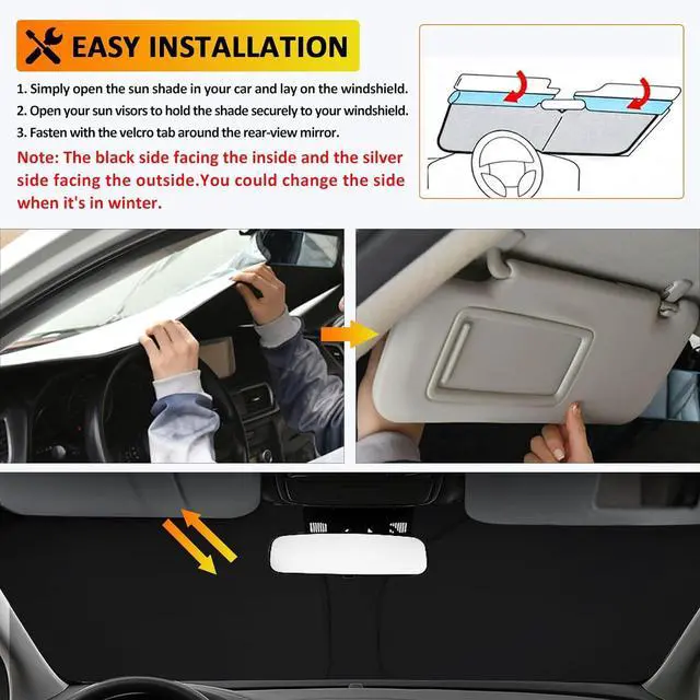 Alt view image 4 of 7 - D-Lumina Windshield Sun Shade for 2017-2022 Kia Sportage, Foldable Front Sun Visor Protector Blocks UV Rays, Kia Interior Accessories Pack & Unpack Easily