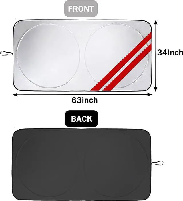 Alt view image 6 of 7 - Front Windshield Sun Shade Fit for Dodge Charger Challenger Durango Journey Universal Fit to All Dodge Cars Foldable Sun Visor Protector Custom Fit Dodge Window Sunhade (Red Trim)