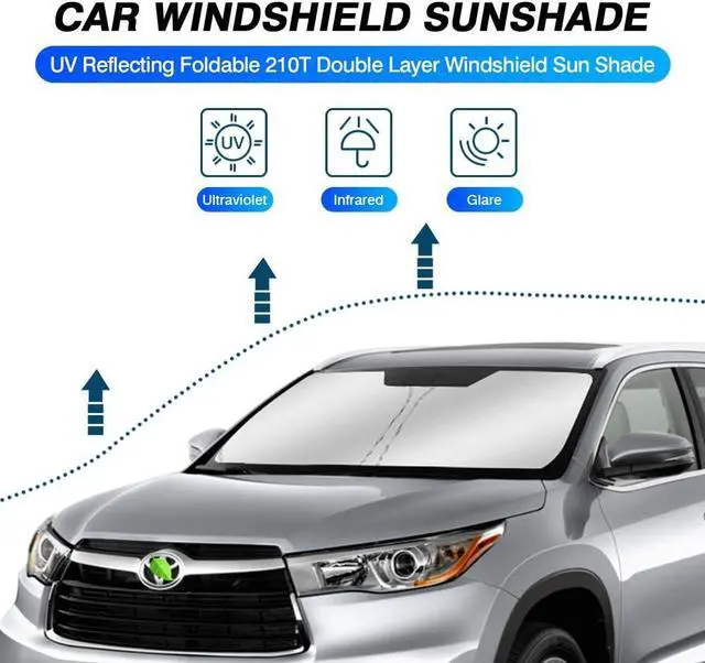 Alt view image 2 of 6 - KUST Windshield Sun Shade for Toyota Highlander 2014-2019 Window Sun Visor Protector Sun Cover Foldable Blocks UV Rays Keep Your Car Cooler