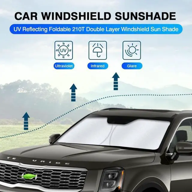 Alt view image 2 of 6 - KUST Windshield Sun Shade for Kia Telluride 2020 2021 2022 2023 2024 2025 Window Sunshade Sun Visor Protector Foldable Blocks UV Rays Keep Your Car Cooler