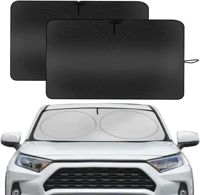 Main image of YUGUANG 2 Pack Car Windshield Sun Shade, 240T Thickened Sun Shade Blocks Heat & U-V Rays, Keeps Car Interior Cool (59.1 x 31.5in) for Cars