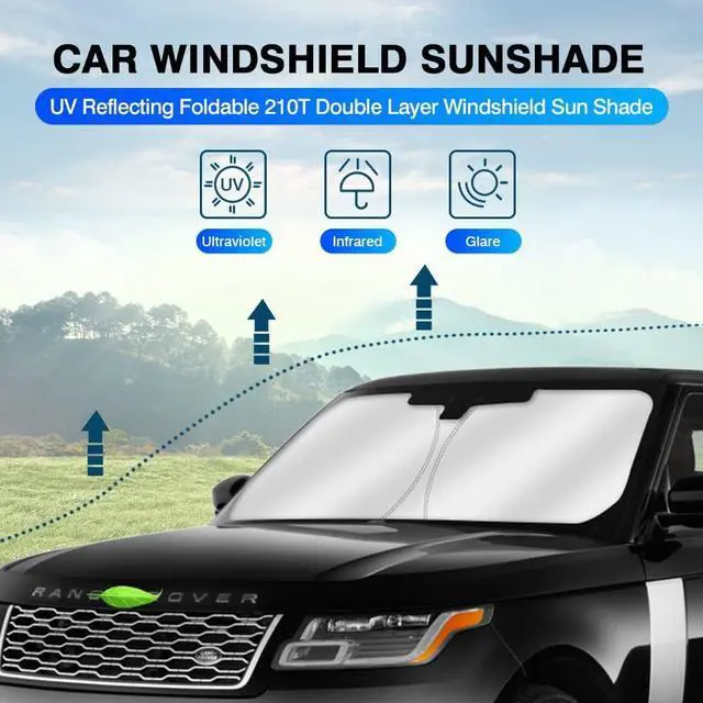 Alt view image 2 of 7 - KUST Windshield Sun Shade for 2013-2021 Land Rover Range Rover (Not Fit Range Rover Sport) Window Sunshade Sun Visor Protector Foldable Blocks UV Rays Keep Your Car Cooler