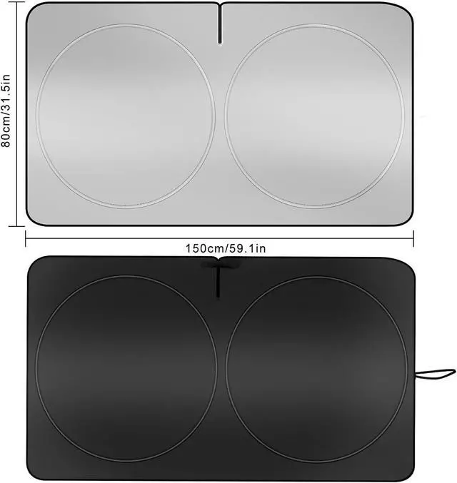 Alt view image 7 of 7 - YUGUANG 2 Pack Car Windshield Sun Shade, 240T Thickened Sun Shade Blocks Heat & U-V Rays, Keeps Car Interior Cool (59.1 x 31.5in) for Cars