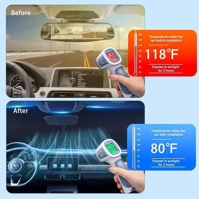 Alt view image 4 of 7 - YUGUANG 2 Pack Car Windshield Sun Shade, 240T Thickened Sun Shade Blocks Heat & U-V Rays, Keeps Car Interior Cool (59.1 x 31.5in) for Cars