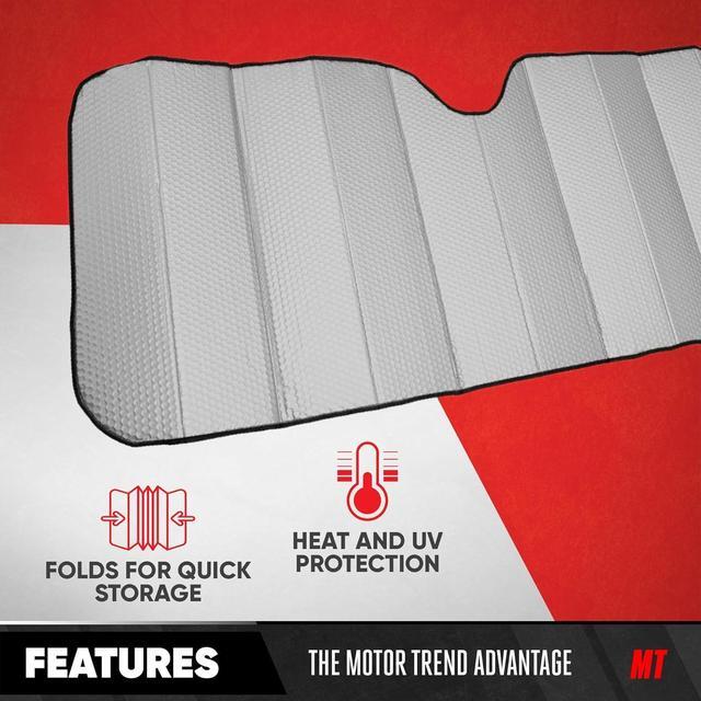 Alt view image 2 of 7 - Motor Trend Accordion Gray Car Windshield Sun Shade - Car Sun Visor Sun Shade for Windshield - Window Shades for SUV & Truck - Dash Cover Sun Protection Window Shade Accessories - 58" x 24"