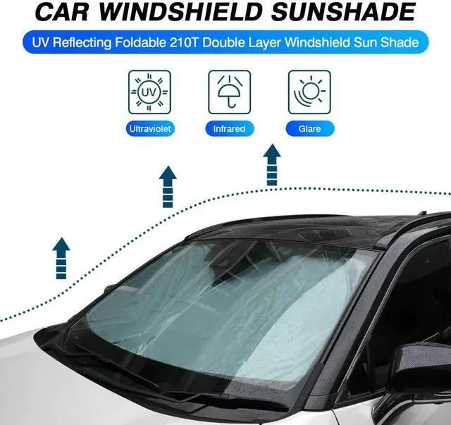Alt view image 2 of 6 - KUST Windshield Sun Shade for Toyota RAV4 2019-2021 2022 2023 2024 2025 Window Accessories Shade Sun Visor Cover Foldable Block UV Rays