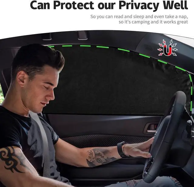 Alt view image 6 of 7 - ZATOOTO Car Window Shades - 2 Pcs Black Silk Side Front Protection Covers - Magnetic Privacy Sun Shades Curtain Keeps Cooler for Baby Kids Sleeping