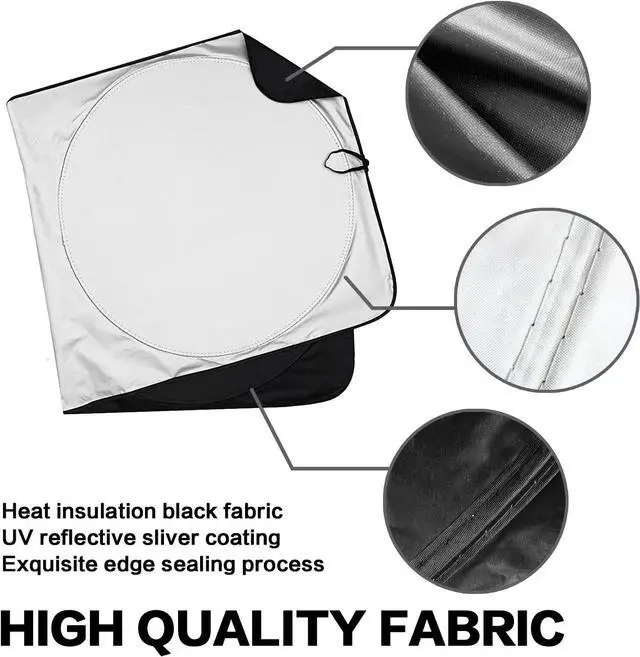 Alt view image 3 of 6 - Black Skull Cat Pentagram Gothic Windshield Sunshade for Car SUV Truck Foldable Uv Ray Reflector Front Window Sun Shade Visor Shield Cover