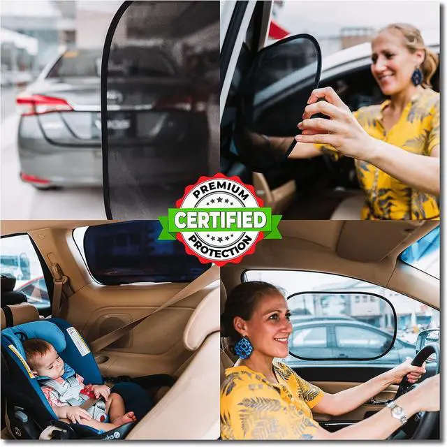 Alt view image 3 of 7 - kinder Fluff Car Window Shade (4Pack)-The Only Certified Car Window Sun Shade for Baby Proven to Block 99.95% UVR - Mom's Choice Gold Award - Car Seat Sun Protection - Standard