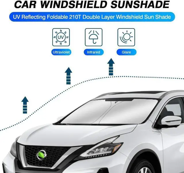 Alt view image 2 of 5 - KUST Custom Fit Windshield Sun Shade for Nissan Murano Accessories 2015-2024 Sunshade Sun Visor Protector Foldable Blocks UV Rays Keep Your Car Cooler