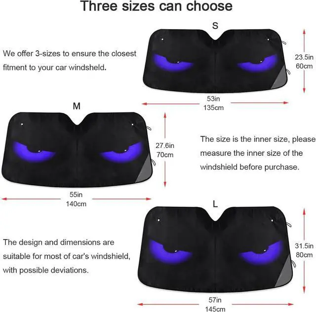 Alt view image 4 of 7 - Blue Evil Eyes Windshield Sun Shade - Foldable Car Front Window Sunshades for Most Sedans SUV Truck, Blocks UV Rays and Keeps Your Vehicle Cool