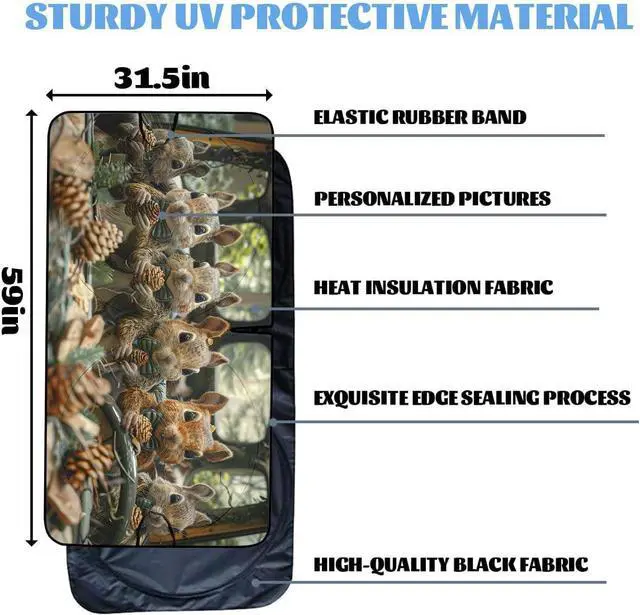 Alt view image 6 of 7 - Funny Squirrel Pine Cones Novelty Car Windshield Sun Shade Blocks UV Rays Sun Visor Protector for Sedan Truck SUV Accessories 59"L x 31.5"W