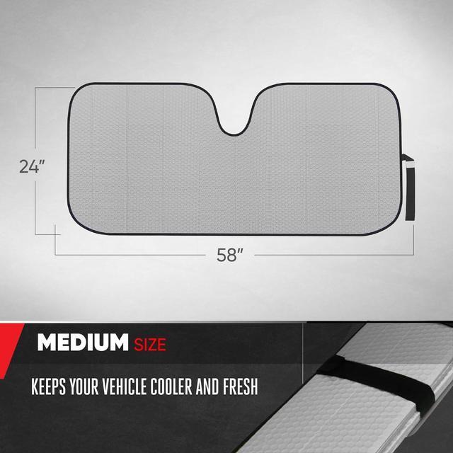 Alt view image 3 of 7 - Motor Trend Accordion Gray Car Windshield Sun Shade - Car Sun Visor Sun Shade for Windshield - Window Shades for SUV & Truck - Dash Cover Sun Protection Window Shade Accessories - 58" x 24"
