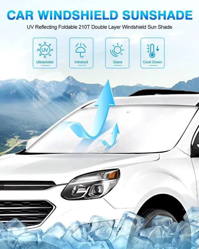 Alt view image 2 of 7 - KUST Windshield Sun Shade for 20102017 Chevy Equinox Window Shade Sun Visor Cover Foldable Blocks UV Rays Keep Your Car Cooler
