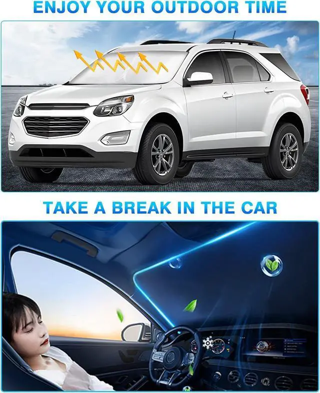 Alt view image 5 of 7 - KUST Windshield Sun Shade for 20102017 Chevy Equinox Window Shade Sun Visor Cover Foldable Blocks UV Rays Keep Your Car Cooler
