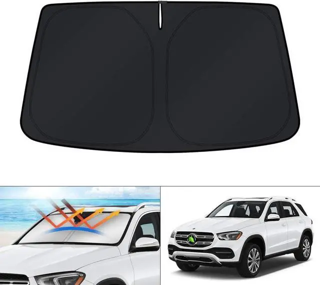 Main image of KUST Windshield Sunshade for 2020-2024 2025 Mercedes Benz GLE 350 450 Accessories Windshield Sun Shade Foldable Window Sun Visor Protector Blocks UV Rays Keep Your Car Cooler