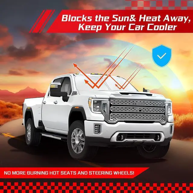 Alt view image 7 of 7 - ARISMOTOR Windshield Sun Shade for GMC Sierra 1500 2500 3500 (SLT AT4 Denali) 2019-2025 2026, Custom Fit Foldable Front Window Sunshade Sun Visor Protector, Block UV Rays Keep Your Car Cooler