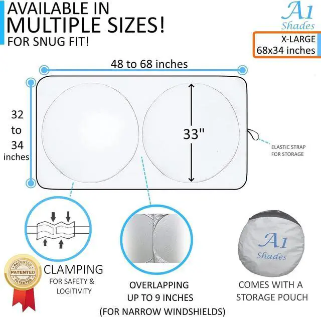 Alt view image 3 of 7 - Sunshades Window Sunshade for car Sun Shade Windshield car Windshield Sun Shade Shades for Front Automotive Windows Sun Visor (XL)