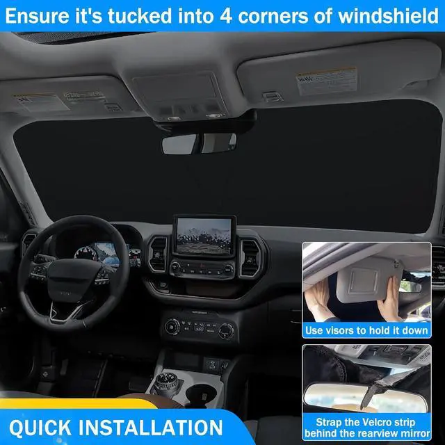 Alt view image 2 of 6 - TOPINSTALL Foldable Windshield Sunshade Compatible with Ford Bronco Sport 2021-2025 Accessories, Front Window Sun Protector with Storage Pouch Thicker Reflective Polyeste (Not for Full Size Bronco)