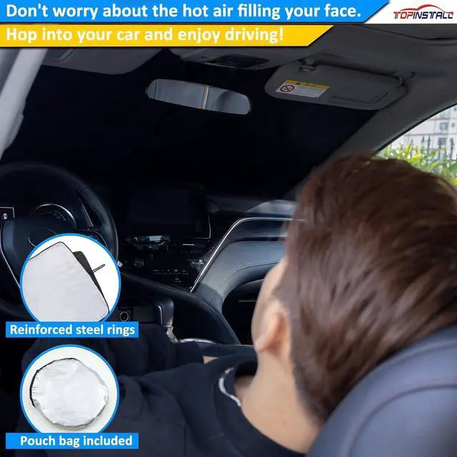 Alt view image 6 of 6 - TOPINSTALL Foldable Windshield Sunshade Compatible with Ford Bronco Sport 2021-2025 Accessories, Front Window Sun Protector with Storage Pouch Thicker Reflective Polyeste (Not for Full Size Bronco)