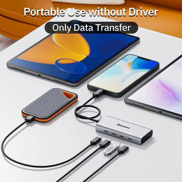 Alt view image 4 of 6 - Minisopuru 4 Ports USB C Hub  10Gbps USB Hub for Laptop, USB Hub Multiport Adapter, USB C Adapter for MacBook Pro, MacBook, MacBook Air, iPad, Surface Pro, Chromebook. (No Charging/Video Transfer)