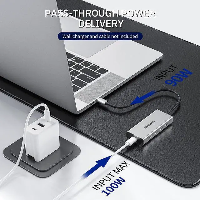 Alt view image 5 of 7 - inisopuru USB C Splitter, 10Gbps USB C Hub Multiport Adapter for Laptop, USB C Hub Power Delivery with 100W PD (Not Support Video), USB C to USB C Hub, USB Type C Hub for MacBook Air/Pro, iMac.