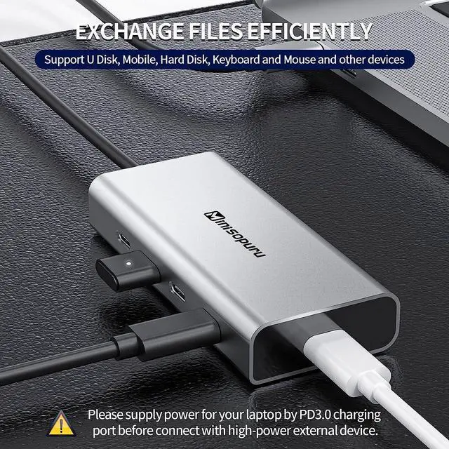 Alt view image 4 of 7 - inisopuru USB C Splitter, 10Gbps USB C Hub Multiport Adapter for Laptop, USB C Hub Power Delivery with 100W PD (Not Support Video), USB C to USB C Hub, USB Type C Hub for MacBook Air/Pro, iMac.