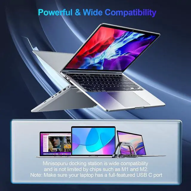 Alt view image 2 of 7 - Laptop Docking Station, 10 in 1 Vertical Stand USB C Docking Station for MacBook Pro/Windows, MacBook Docking Station with Ethernet Compatible with M1/M2(3 USB3.0, One 4K HDMI, Charge, SD/TF, Audio)