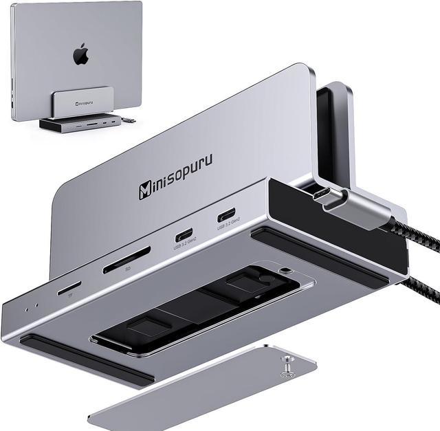 Minisopuru USB C Docking Station Support M.2 NVMe SSD(Not Included), Laptop  Docking Station for MacBook/Windows, Vertical Docking Station with 4K HDMI,  10Gbps USB C, Ethernet,100W PD, USB A, SD/TF. 