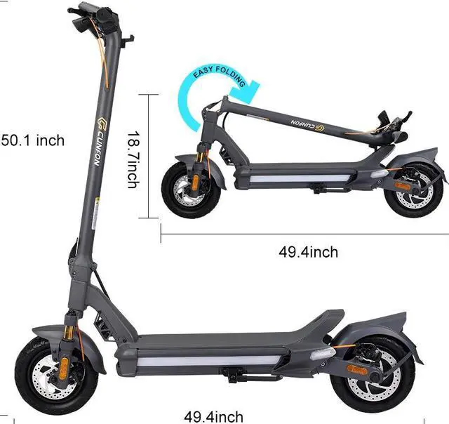 Alt view image 4 of 6 - CUNFON Electric Scooter, 1200W Motor, 40 Miles Long Range & 31 MPH, w/t 10.5" Tires, Disc Brake & Electric Brake, Keyless Commuting E-Scooter for Adults