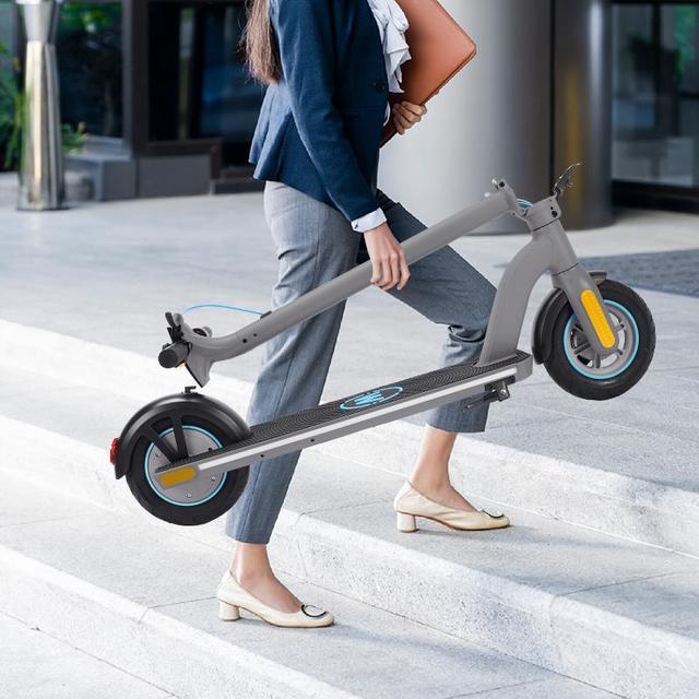 Electric Scooter Adults, Up to 28 Miles Range & 18.8 MPH, 10 Air Filled  Tires, 500W Motor E Scooter with 10.4ah Battery, Lightweight & Foldable  Commuting with Electric Braking System Dark Gray 